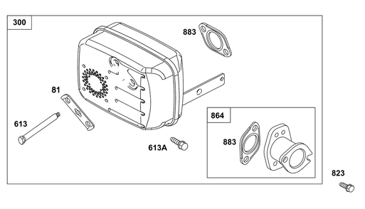 Exhaust Group Diagram and Parts List for 31R875-0038-B5  Briggs and Stratton Engine
